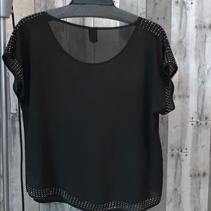 Sheer Rhinestone Blouse